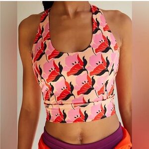 FP Movement by Free People Floral Sports Bra - Pink and Red